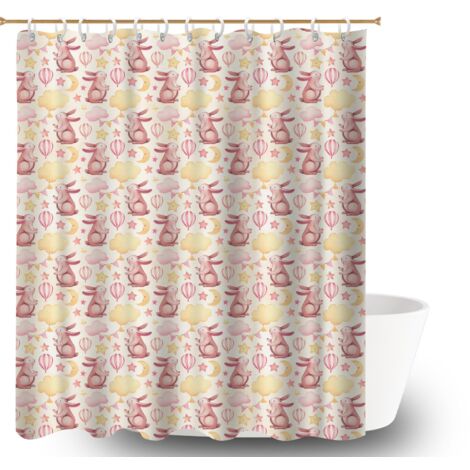 Kit rideau de douche en polyester 180x180 bordure lestée rideau étanche pour salle de bain d’amis (1/5)