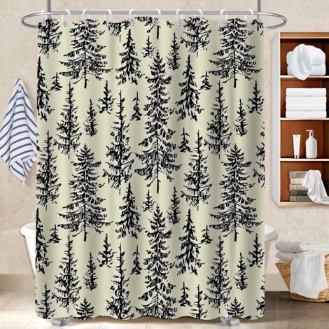 Rideau douche polyester 180x180 Élégant rideau étanche pour cacher un carrelage un peu vieillot (1/5)
