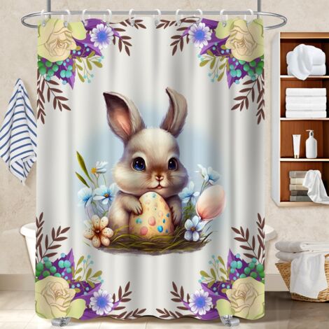 Rideau douche imperméable polyester 180x180 avec œillets voile de douche pour préparer la maison avant l’arrivée d’invités (1/5)