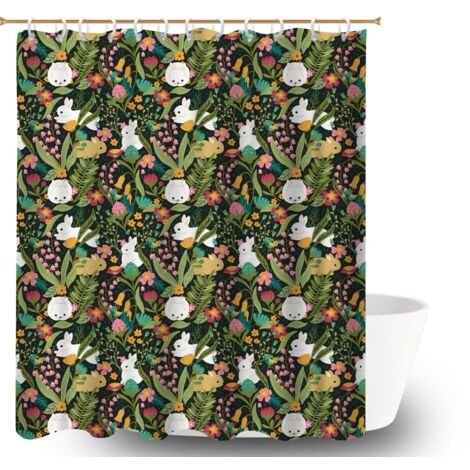 Rideau de bain imprimé polyester 180x180 À œillets renforcés cache baignoire pour salle de bain moderne (1/5)