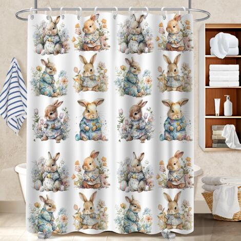 Rideau de douche imperméable en polyester 180x180 avec 12 œillets housse de baignoire pour une petite salle de bain (1/5)