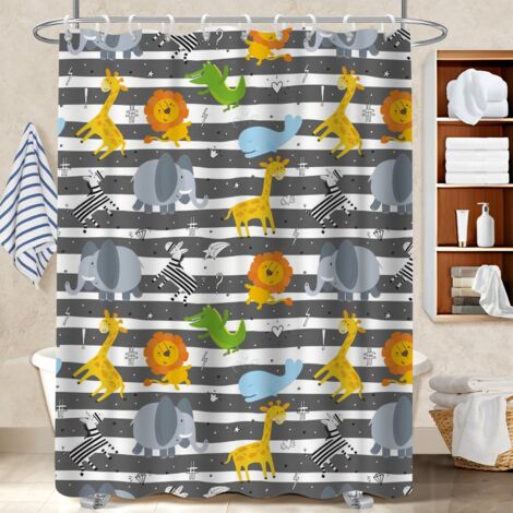 Rideau de douche imperméable en polyester 180x180 bordure lestée voile de douche pour une petite salle de bain (1/5)