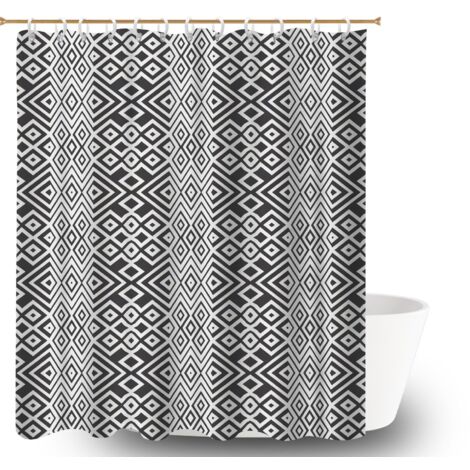 Voile de douche fluide en polyester 180x180 avec 12 œillets rideau séchage rapide pour les amateurs de déco (1/5)