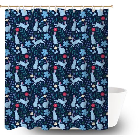 Voile de douche fluide en polyester 180x180 avec motif rideau imperméable pour salle de bain avec baignoire (1/5)