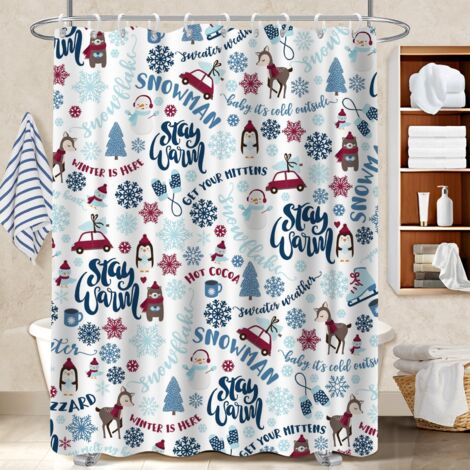 Voile de douche fluide en polyester 180x180 antifongique polyester pour salle de bain pour logement étudiant (1/5)