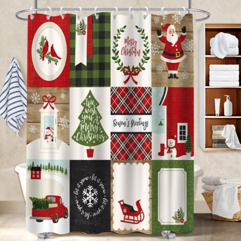 Rideau de bain imprimé polyester 180x180 avec motif housse de baignoire pour famille nombreuse (1/5)