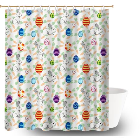 Rideau de douche tissu polyester 180x180 avec anneaux voile de douche pour délimiter l’espace dans une salle de bain ouverte (1/5)