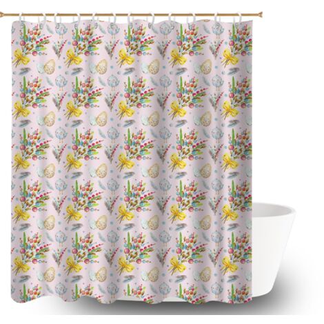 Rideau de bain en polyester 180x180 léger cache baignoire pour famille nombreuse (1/5)