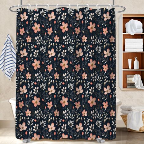 Kit rideau de douche en polyester 180x180 À œillets renforcés séparation douche pour un printemps fleuri dans la salle de bain (1/5)