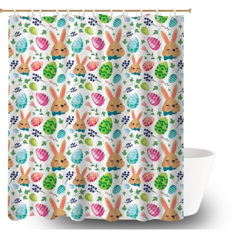 Ensemble rideau de douche polyester avec anneaux 180x180 tissu respirant housse de baignoire pour un printemps fleuri dans la salle de bain (1/5)