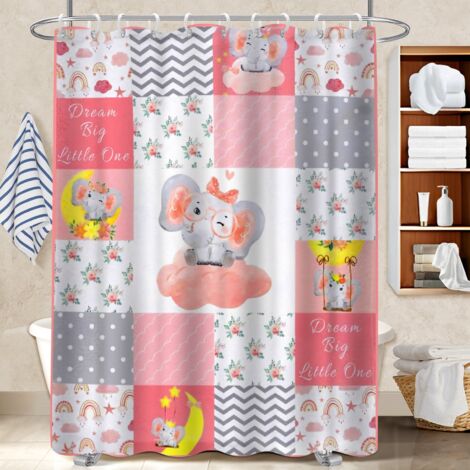 Rideau de douche tissu polyester 180x180 avec motif protection douche pour personne à mobilité réduite (1/5)