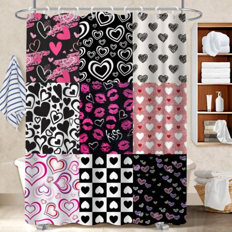 Rideau de douche 180x180 déco d‘intérieur cache baignoire pour jeune couple emménageant (1/5)