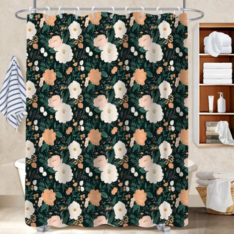 Voile de douche fluide en polyester 180x180 avec anneaux housse de baignoire pour dans une salle de bain design (1/5)
