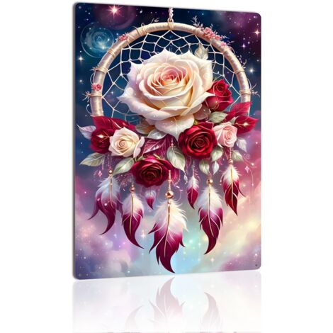 Plaque en Métal Vintage Art Murale pour Jardin de Tulipes Multicolores, Couleur et Vitalité Printanière 30x20 cm. (1/5)