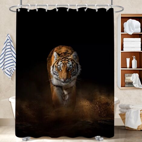 Ensemble rideau de douche polyester avec anneaux 180x180 bordure lestée cache baignoire pour célibataire actif (1/5)