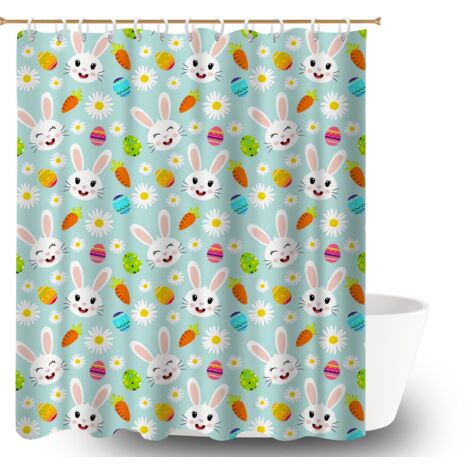 Ensemble rideau de douche polyester avec anneaux 180x180 souple et fluide rideau imperméable pour décoration salle de bain (1/5)