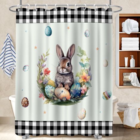 Rideau de bain imprimé polyester 180x180 infroissable bâche de douche pour jeune couple emménageant (1/5)
