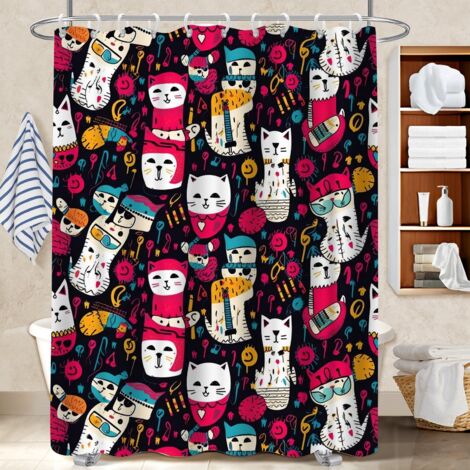 Kit rideau de douche en polyester 180x180 infroissable housse de baignoire pour jeune couple emménageant (1/5)
