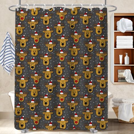 Rideau de bain imprimé polyester 180x180 imperméable rideau séchage rapide pour protéger le sol des éclaboussures efficacement (1/5)
