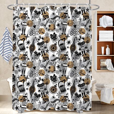 Ensemble rideau de douche polyester avec anneaux 180x180 antifongique bâche de douche pour un intérieur cosy et chaleureux (1/5)