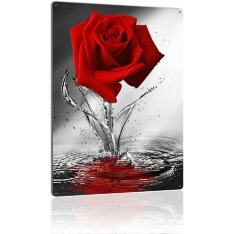 Plaque en Métal Vintage Art Murale pour Jardin de Tulipe Noire, Mystère et Éclat Unique 40x30 cm. (1/5)