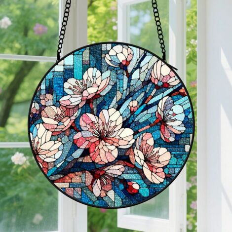 25cm Suspension Vitrail pour Fenêtre, Vitrail Floral Accroche-Soleil, Décoration de Fenêtre, Cadeau pour Amateurs de Plantes, Cadeaux Souvenir pour Couples, Meilleur Ami, Famille, Collègue, Camarade (1/5)