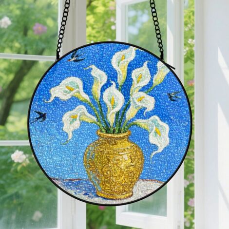 9cm Accroche-soleil vitrail, décoration florale artisanale, cadeau pour grand-mère, tante et épouse (1/5)