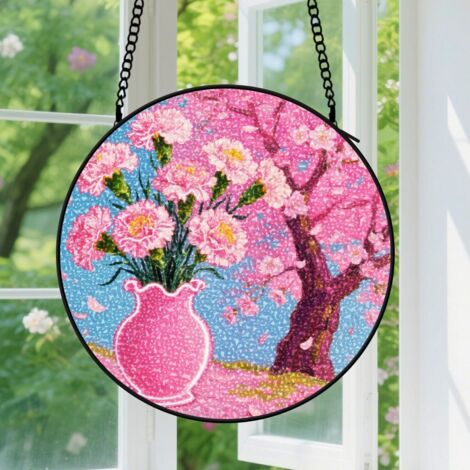 9cm Suspension vitrail pour fenêtre, accroche-soleil artisanal, décoration murale intérieure, cadeau pendaison de crémaillère (1/5)