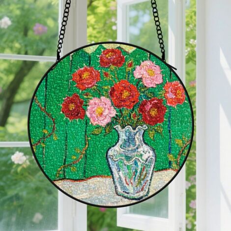 9cm Accroche-soleil vitrail coloré, panneau décoratif, suspension fenêtre, cadeau pour épouse et amie (1/5)