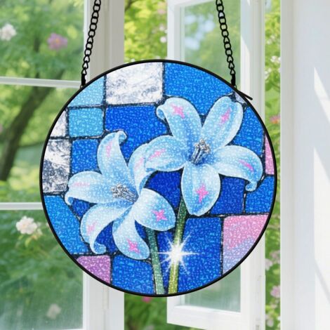 9cm Suspension décorative vitrale pour fenêtre, motif abstrait, décoration maison et jardin, cadeau pour hommes, femmes et famille (1/5)