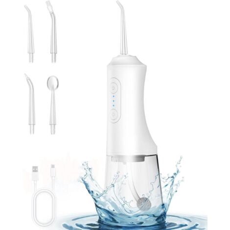 Hydropulseur portable 300 ml – Irrigateur buccal étanche IPX7 avec 3 modes et 4 embouts interchangeables (1/5)