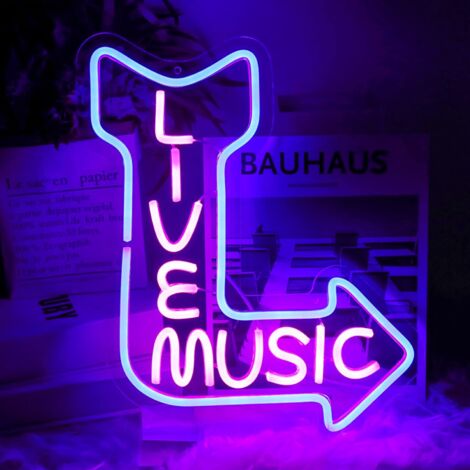 Lumières lumineuses pour la musique live, lettres LED, lettres néon roses et bleues, idéales pour les chambres et la musique Studios, salles de divertissement, salles de jeux, fêtes (1/5)
