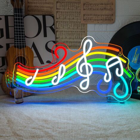 Néon musical, néon arc-en-ciel, lumière LED en forme de note de musique, lumière colorée, idéal pour les studios, chambres, maisons, chambres d'enfants, fêtes (1/5)