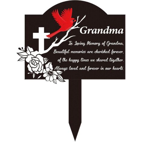 Décorations funéraires pour grand-mère cardinale, pierres tombales pour grand-mère, plaques commémoratives en métal pour l'extérieur (1/5)