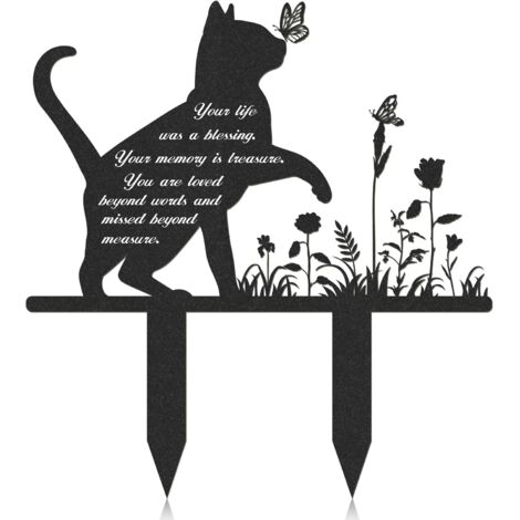 Plaque commémorative pour animaux de compagnie, piquet de jardin en métal pour chat, monument funéraire extérieur pour cimetière