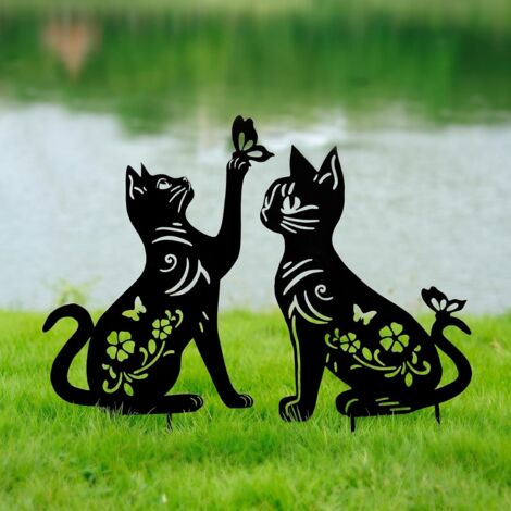 Décoration extérieure en métal représentant un chat, piquets de jardin décoratifs, cadeaux pour femmes et hommes, décoration extérieure (1/5)