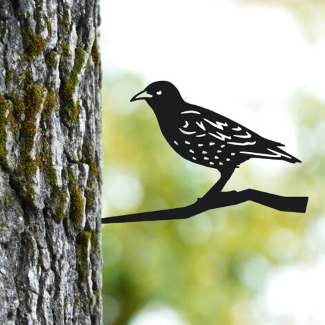 Piquet décoratif en fer forgé représentant un étourneau pour arbre / Décoration de jardin / amateurs / Petits cadeaux / Objets en métal (1/5)