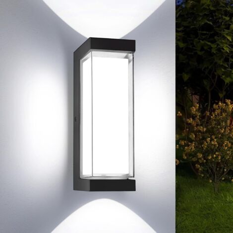 Applique murale extérieure LED 24W – 3000 lm, 6500K blanc chaud, IP65 étanche, design double abat-jour, lampe murale pour porche et façade (1/5)