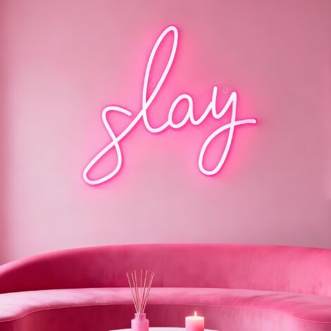 Enseigne néon « Slay » – LED dimmable pour chambre, bar, fête et salon lampe d'ambiance alimentée par USB (8,5 x 12,6 pouces) (1/5)