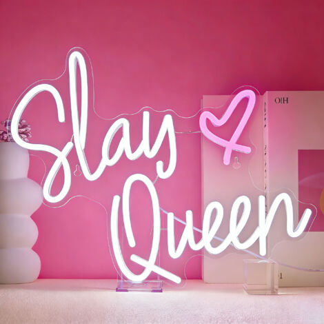 Enseigne lumineuse LED « Slay Queen », néon USB pour chambre, style preppy, dortoir, cadeau pour soirée Y2K (1/5)