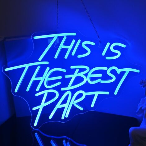 Enseigne néon « This is The Best Part » pour murale – Lumière néon LED bleu glacier avec variateur d'intensité – Lettres lumineuses alimentées par USB pour mariage, anniversaire, chambre, café-bar et (1/5)
