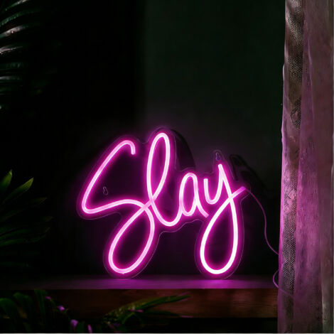 Enseigne néon « Slay » – Enseigne lumineuse LED style Y2K et « Preppy » – murale pour chambre, dortoir ou cadeau de Noël (1/5)
