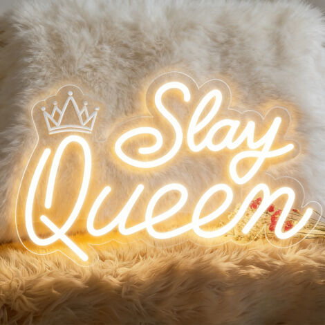 Enseigne néon « Slay Queen », enseigne lumineuse LED réglable alimentée par USB – murale pour chambre, dortoir, anniversaire, Saint-Valentin ou Noël (1/5)