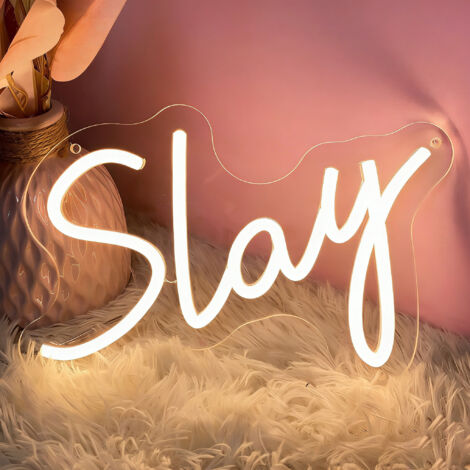 Enseigne néon « Slay » — Panneau lumineux LED personnalisé pour intérieur (Chambre, Salon), Grande murale flexible, Idée cadeau de Noël pour filles et garçons — USB, 30 × 21,5 cm (1/5)