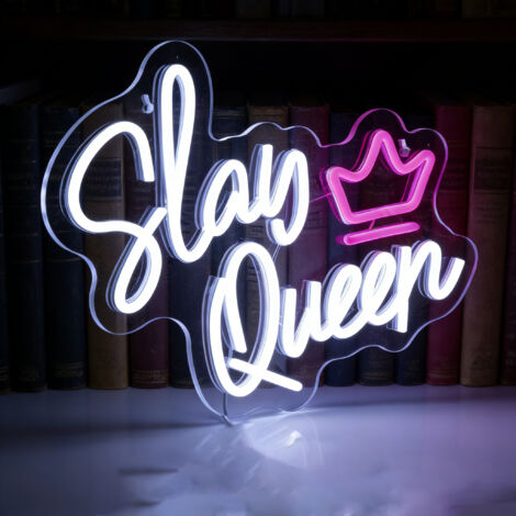 Enseigne néon « Slay Queen » – Lumière LED pour chambre ou salle de jeux – Idée cadeau pour fille, gamer, Saint-Valentin ou Noël (1/5)