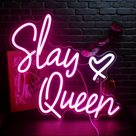 Enseigne lumineuse LED « Slay Queen », néon USB pour chambre, style preppy, dortoir, cadeau pour soirée Y2K (1/5)