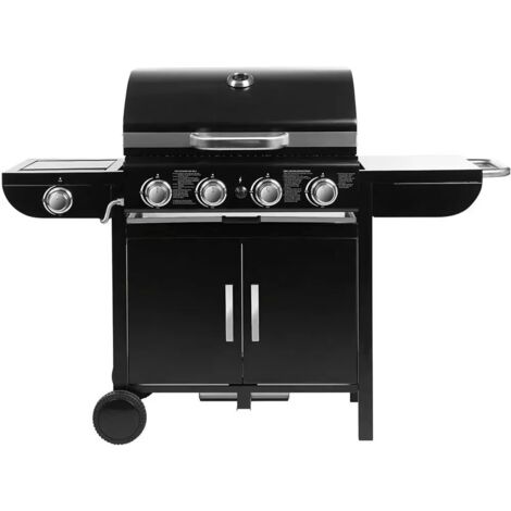 Barbecue gaz sur pied pour cuisine extérieure, thermomètre intégré, plaques amovibles, idéal pour jardin, barbecue familial et camping (1/5)