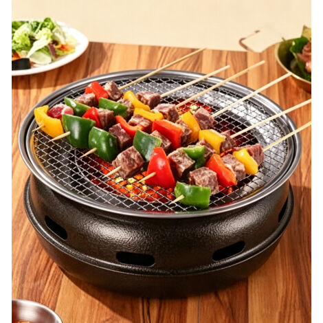 Barbecue charbon de bois sans fumée style coréen surface antiadhésive facile nettoyage pour 5 à 8 personnes idéal cuisson familiale rapide (1/5)