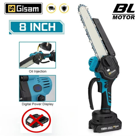 8 pouces scie électrique sans brosse scie à chaîne électrique à une main outil de jardinage pour le travail du bois scie d'élagage pour Makita 18v batterie broche, Sans batterie (1/5)