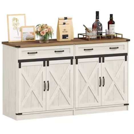 Armoire de cuisine style maison de campagne – Buffet avec 1 tiroir, 2 portes, étagères réglables pour rangement de cuisine (1/5)